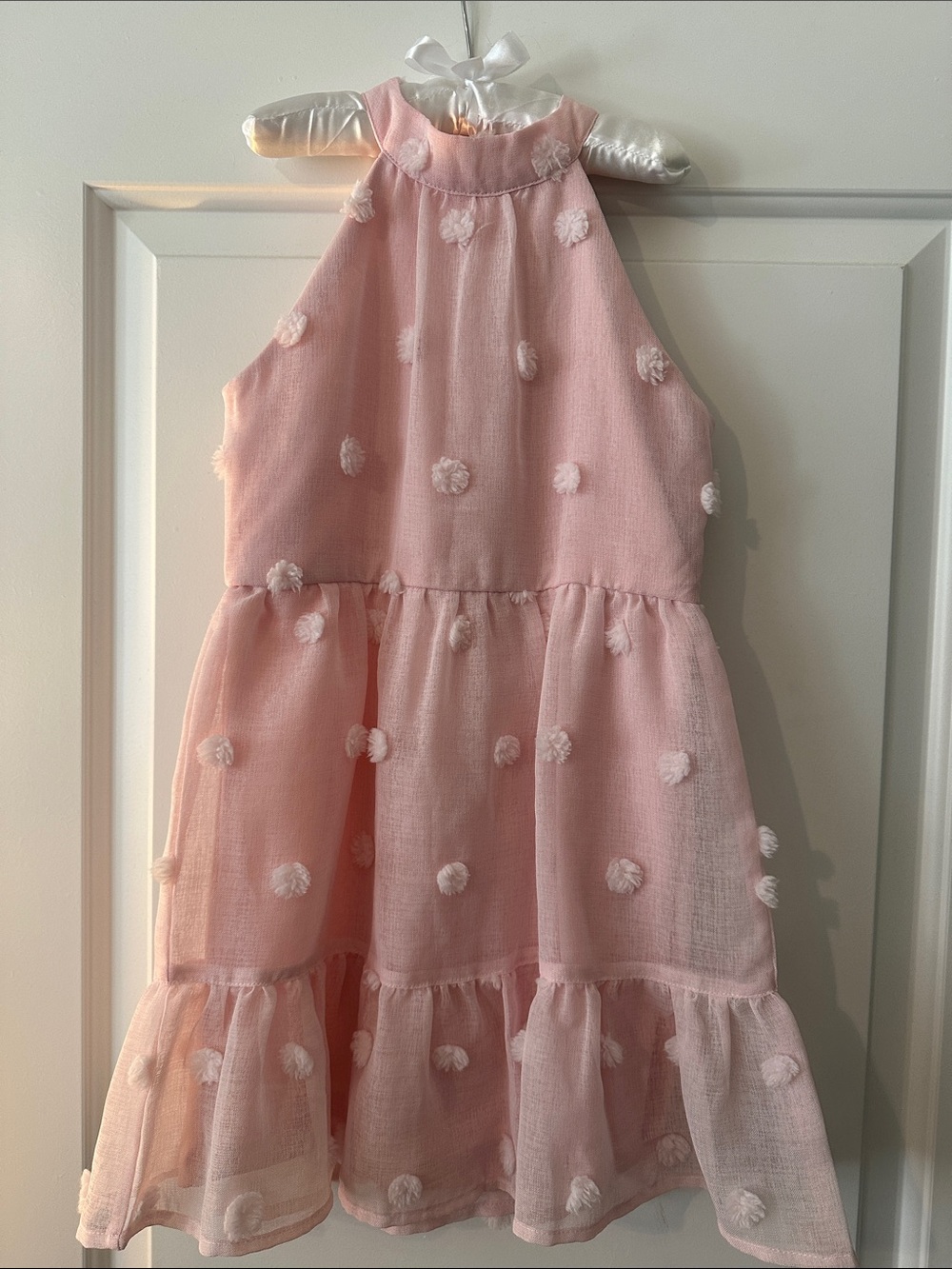 GB girls Pink Pom-Pop Halter Dress